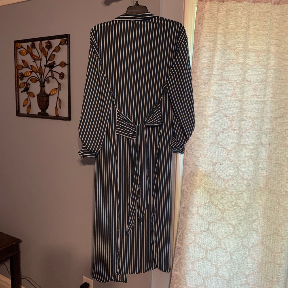 Suzanne Betro Dark Green w/white vertical lines